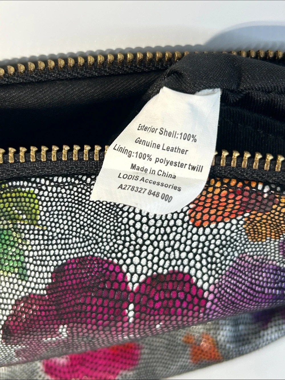 NWOT Lodis Brand Genuine Leather Colorful Floral Print Clutch Wristlet